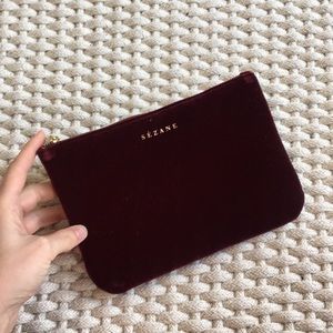 NWT Sezane velvet clutch